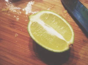 The lime, ready to be squeezed.