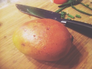 The Mango before being cut and added to the salsa.